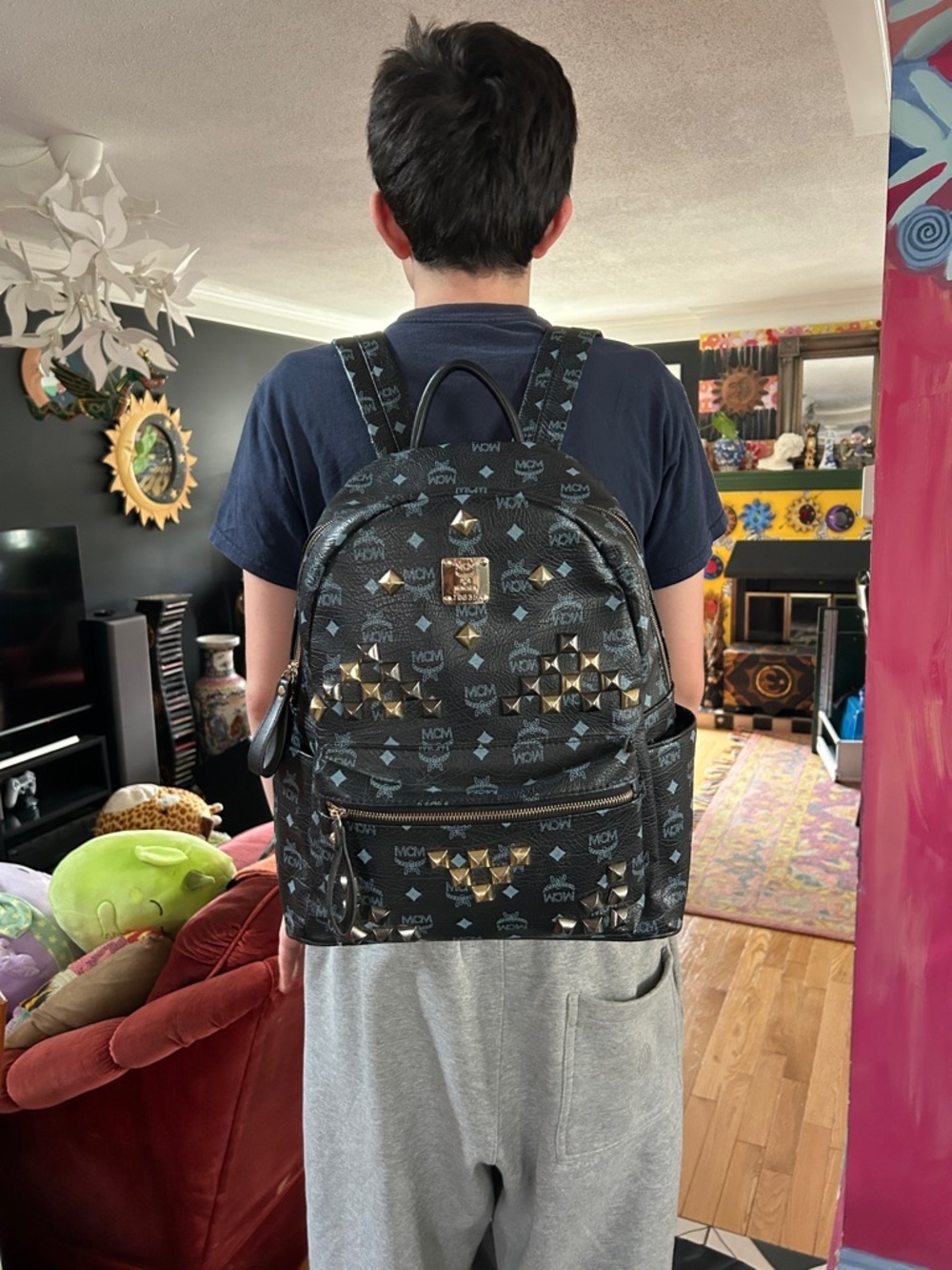 Blue Studded Backpack